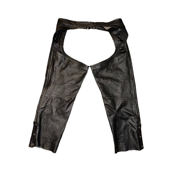 HARLEY DAVIDSON Leather Chaps Men Size 2XL XXL Black Riding Gear - Picture 2 of 12